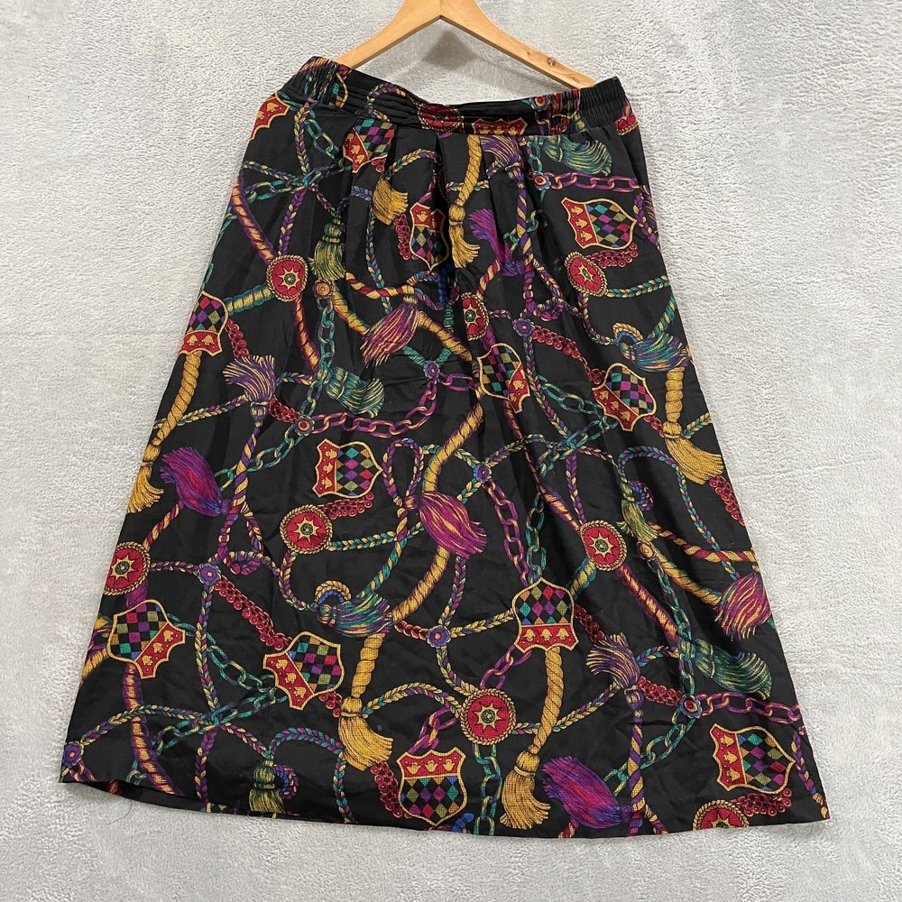 Vintage Modiano‎ Midi Skirt Womens 14 A-Line Rayon Boho Hippie 90s Artsy